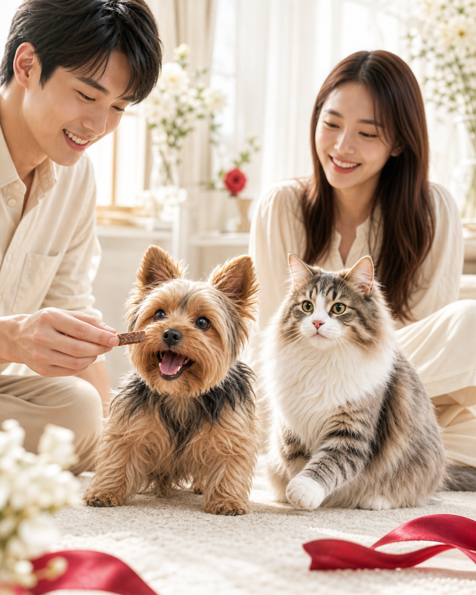RUBY JERKYを楽しむ犬猫と飼い主のイメージ